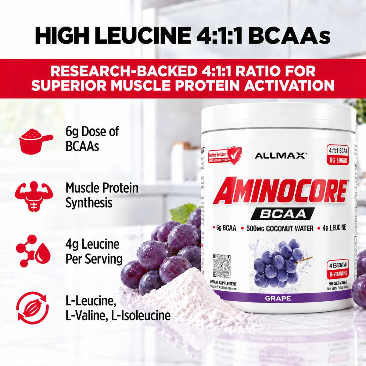 Aminocore : poudre de supplément BCAA