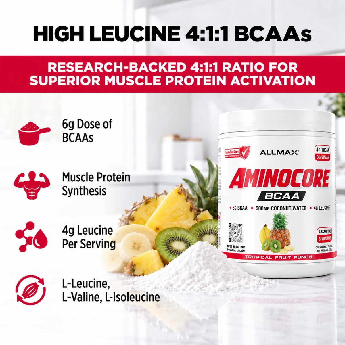 Aminocore : poudre de supplément BCAA