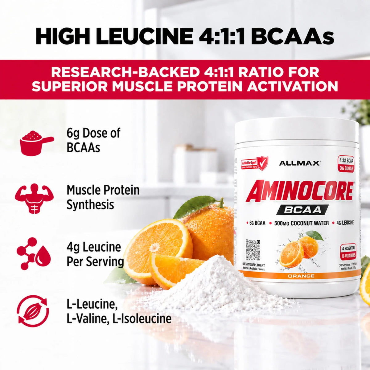 Aminocore : poudre de supplément BCAA