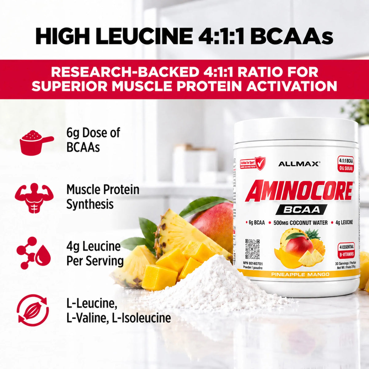 Aminocore : poudre de supplément BCAA