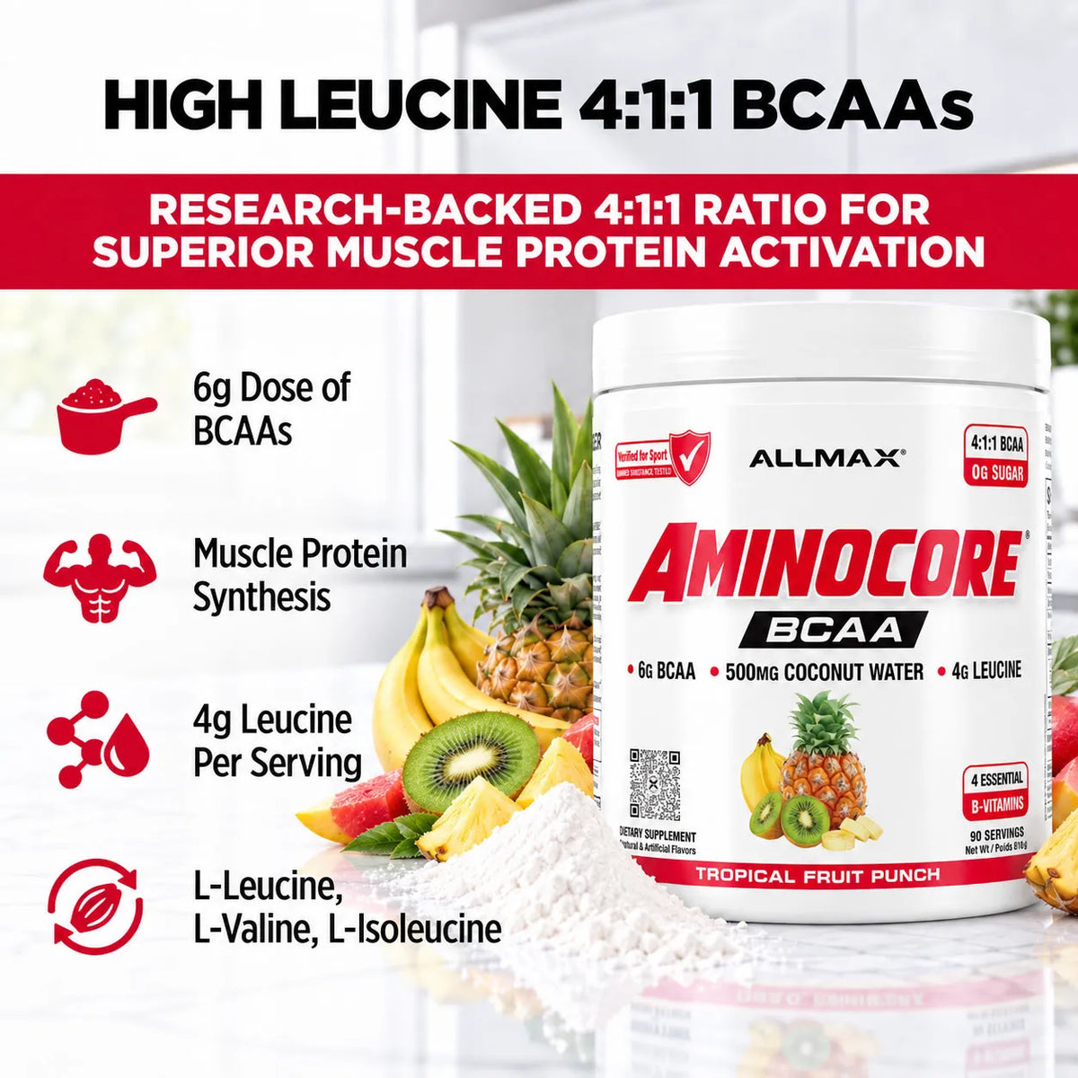 Aminocore : poudre de supplément BCAA