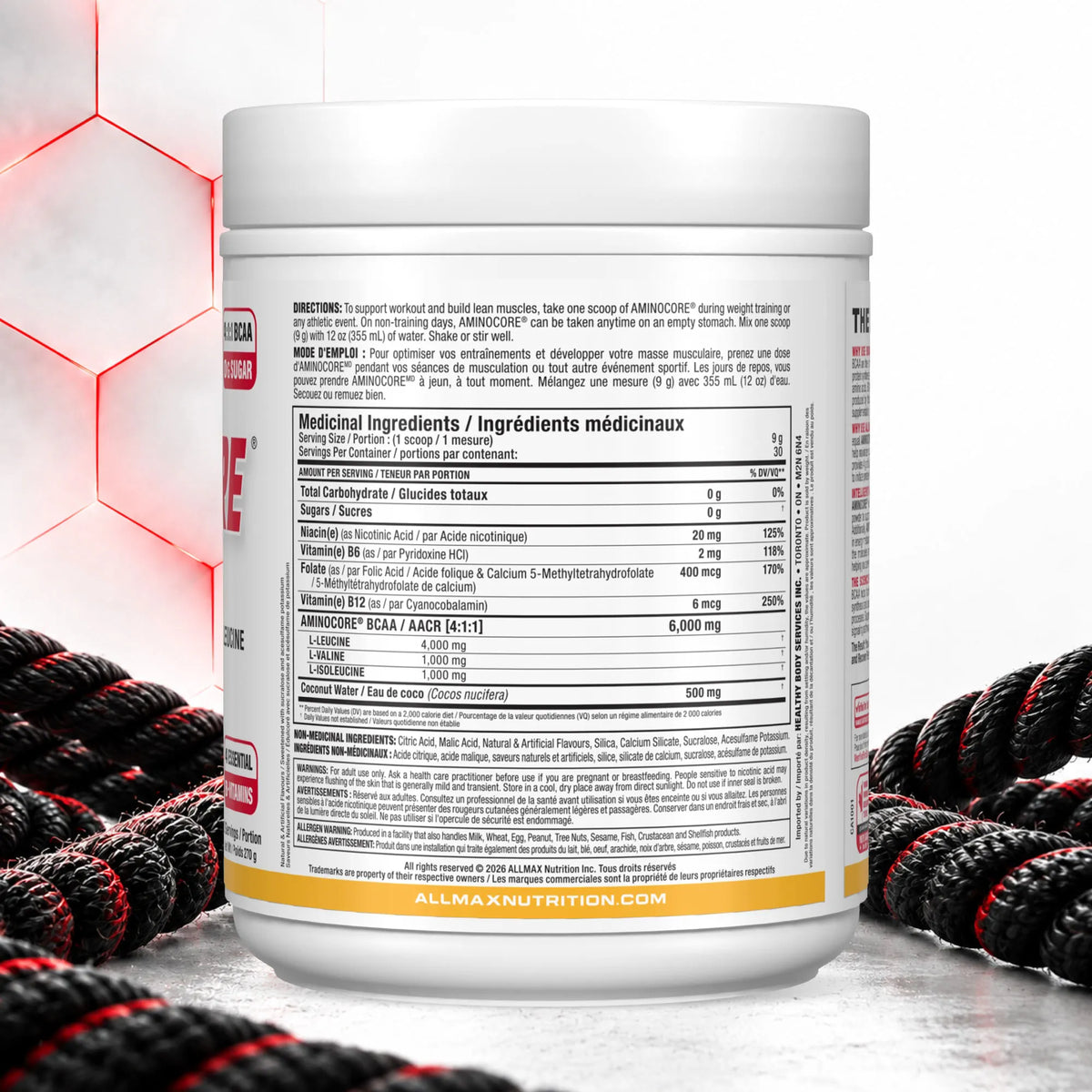 Aminocore : poudre de supplément BCAA