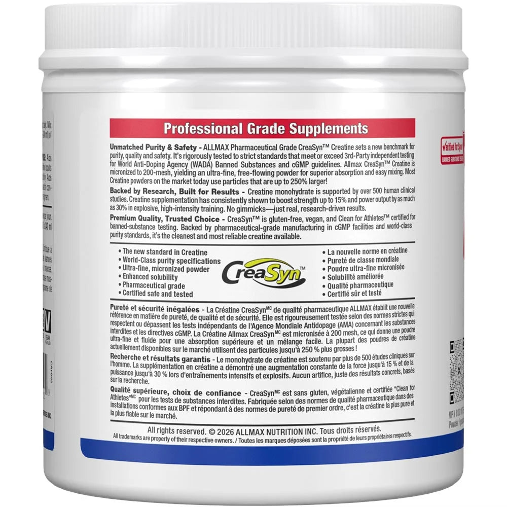 Supplement container with a detailed label on a white background