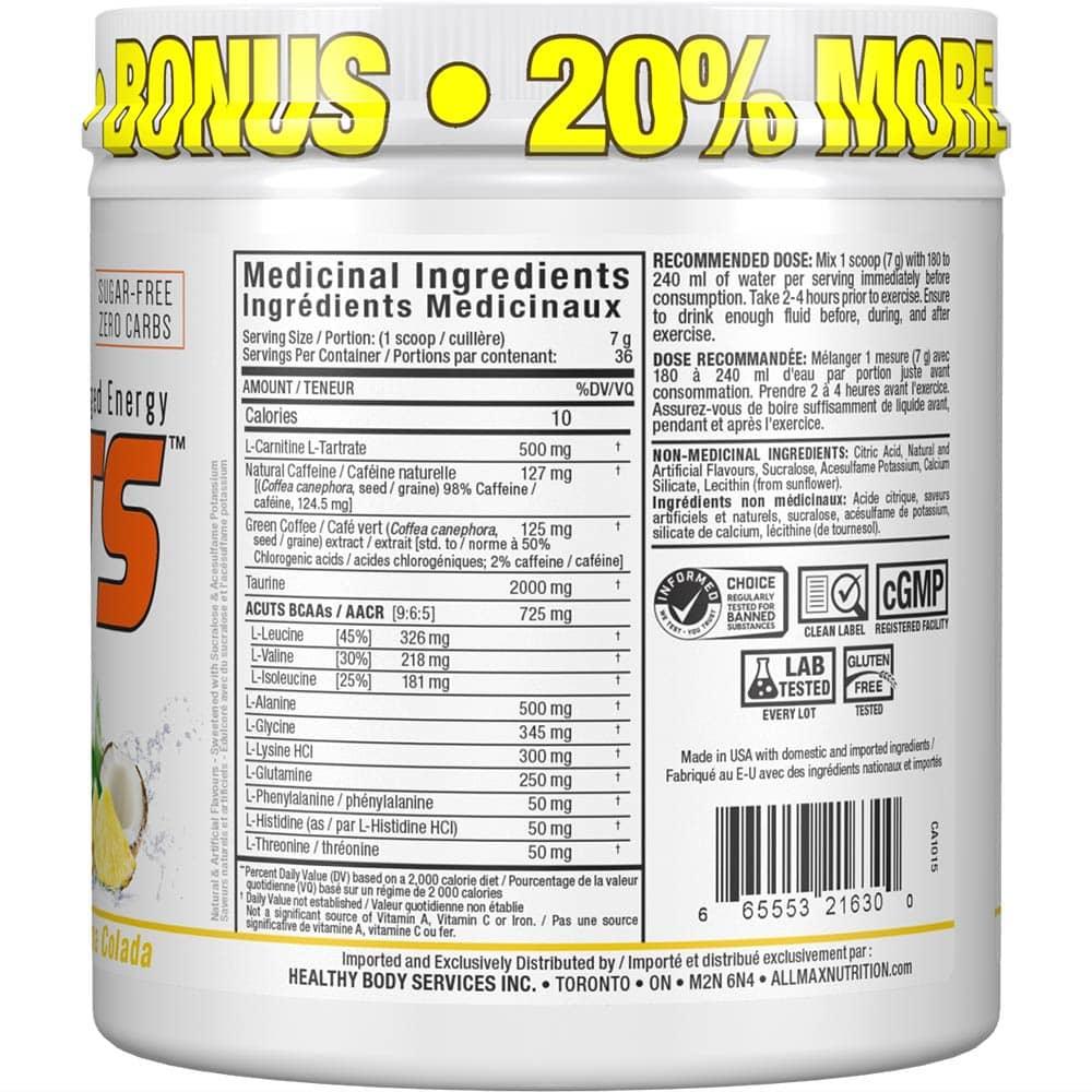 ACuts Amino Acid Energy Drink by ALLMAX Nutrition in Pina Colada Flavour and 252g Size. SFP