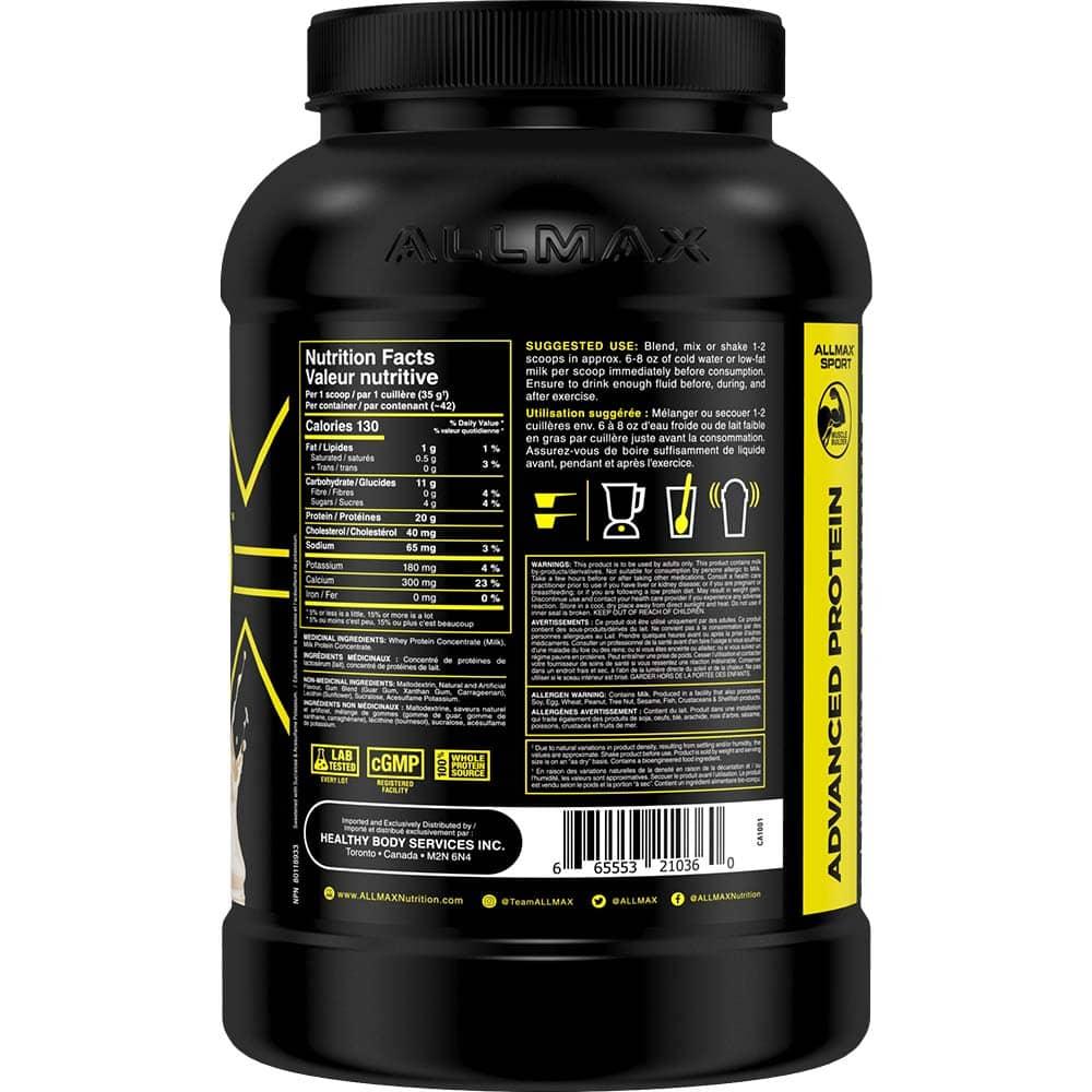 Allpro by ALLMAX Nutrition in Vanilla Flavour and 3.2lb Size. SFP