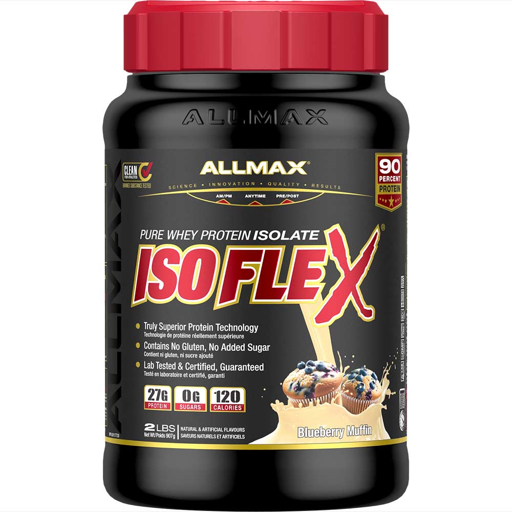 Isoflex by ALLMAX Nutrition in Blueberry Muffin Flavour and 2lb Size. 