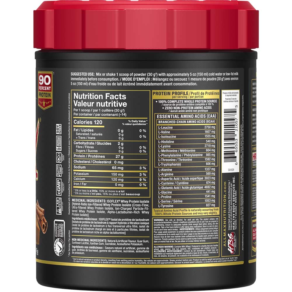 Isoflex by ALLMAX Nutrition in Pumpkin Pie Flavour and 425g Size. SFP
