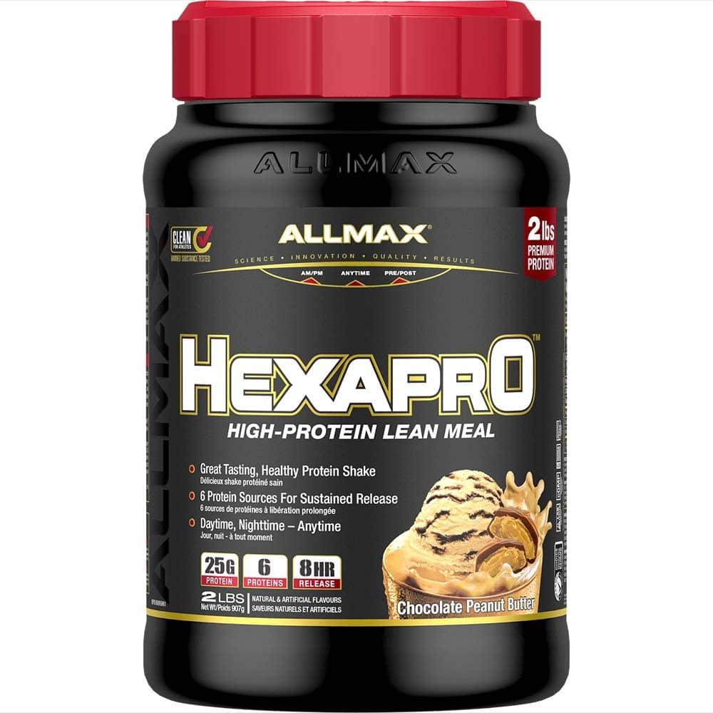 Hexapro: High Protein Lean Meal allmaxnutrition 2 lb Chocolate Peanut Butter 