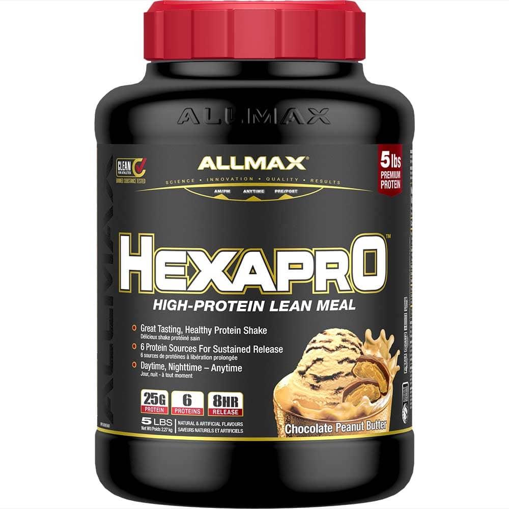 Hexapro: High Protein Lean Meal allmaxnutrition 5 lb Chocolate Peanut Butter 