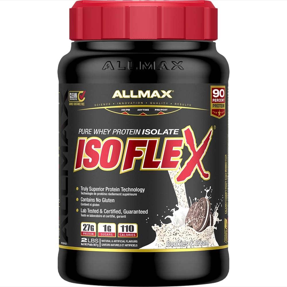 Isoflex: Whey Isolate Protein Powder allmaxnutrition 2 lb Cookies & Cream 