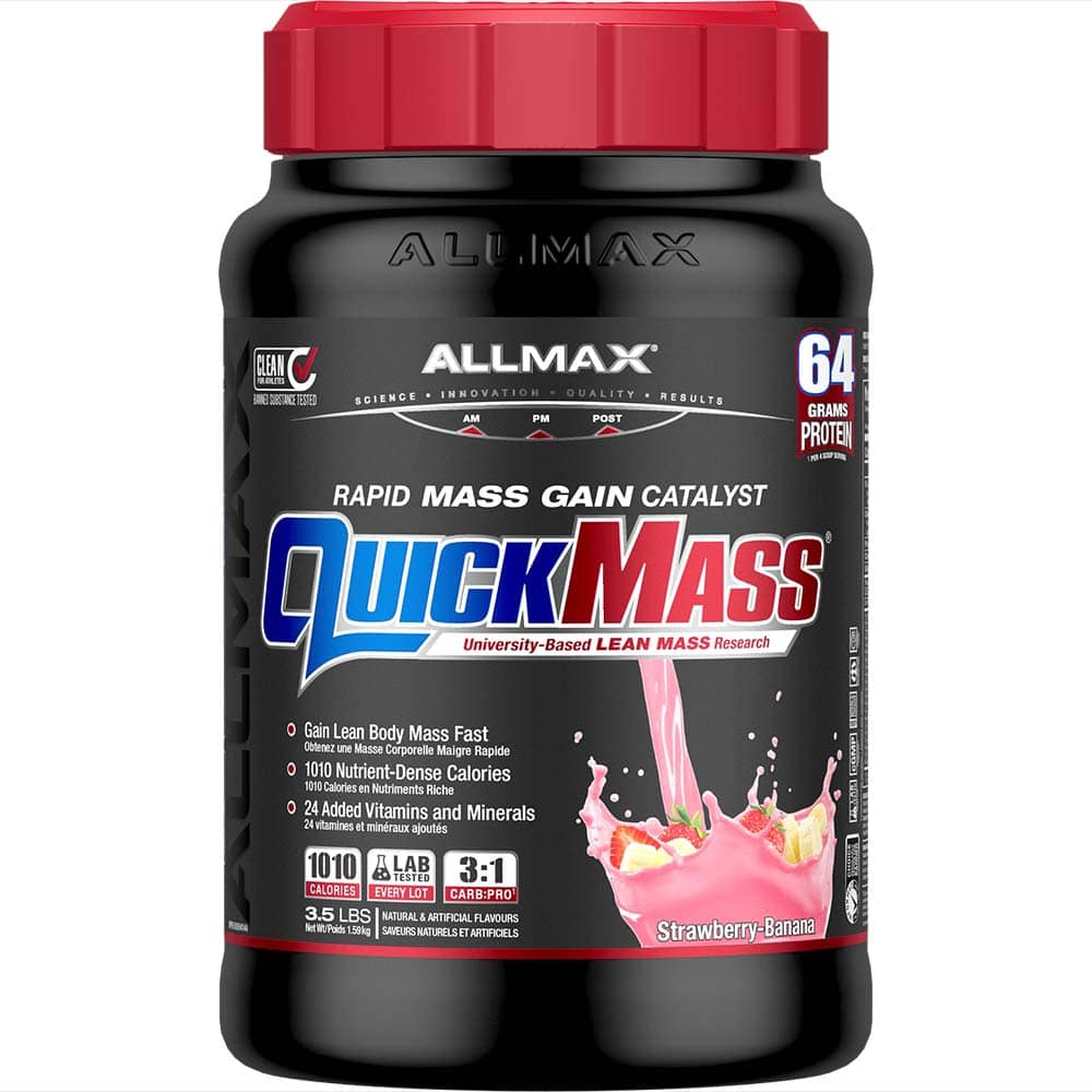 QuickMass Rapid Mass Gain Catalyst allmaxnutrition 3.5 lbs Strawberry Banana 